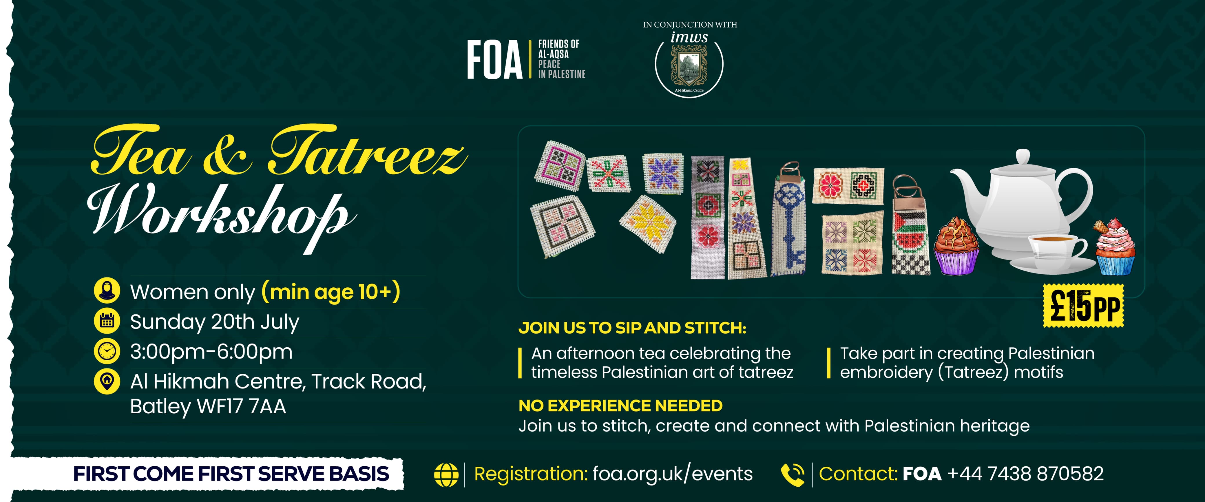 Tea & Tatreez Workshop – Sunday 20th July (Batley)