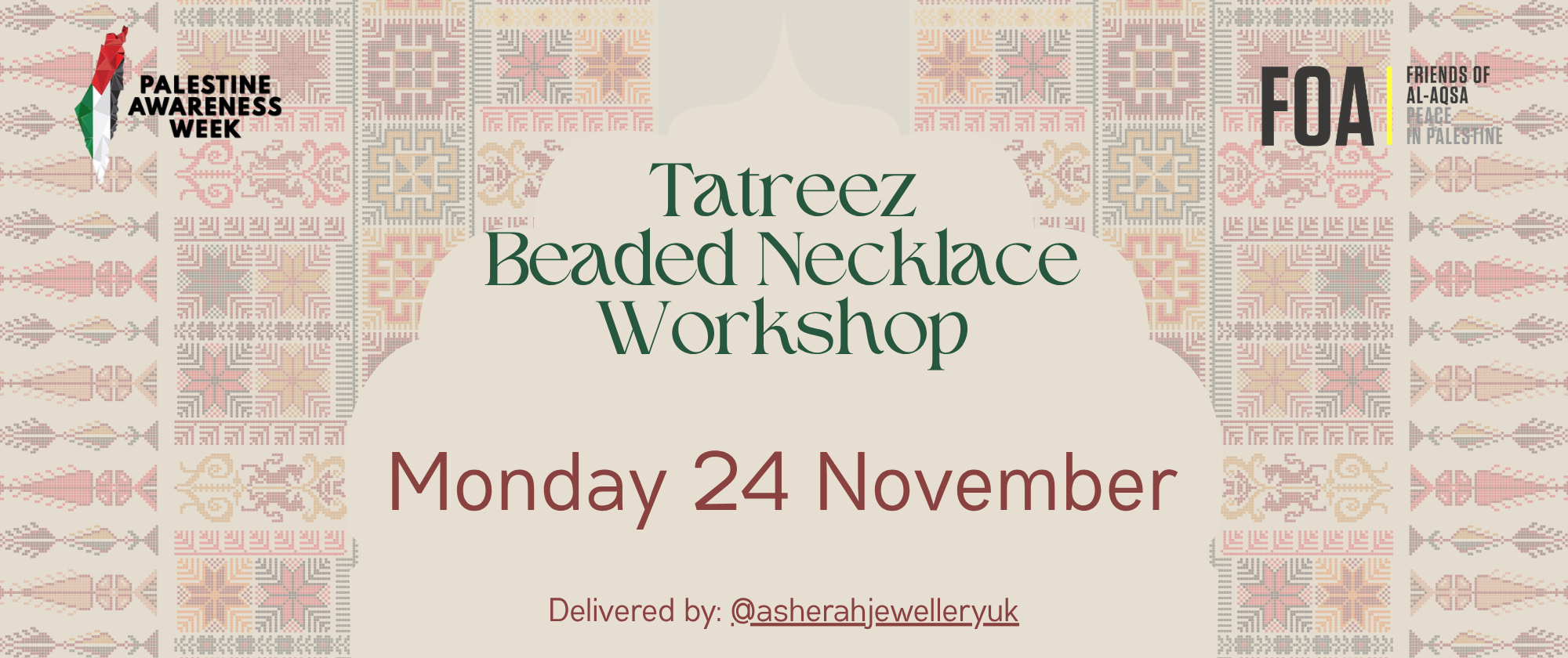 Tatreez Beaded Necklace Workshop - London