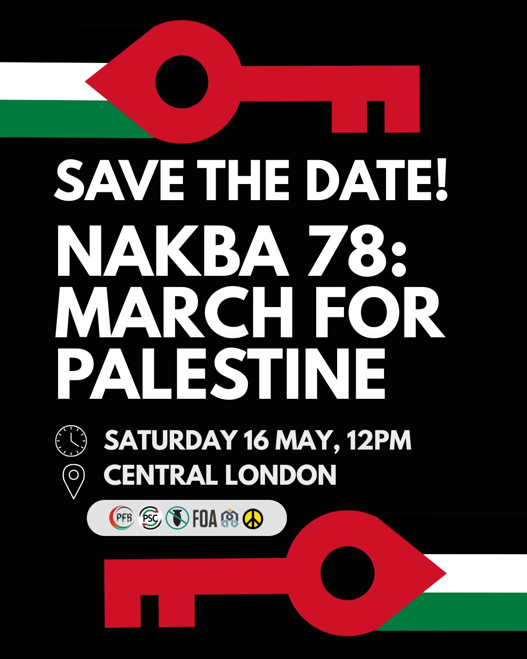 Nakba 78: National March for Palestine (London) - 16 May 2026