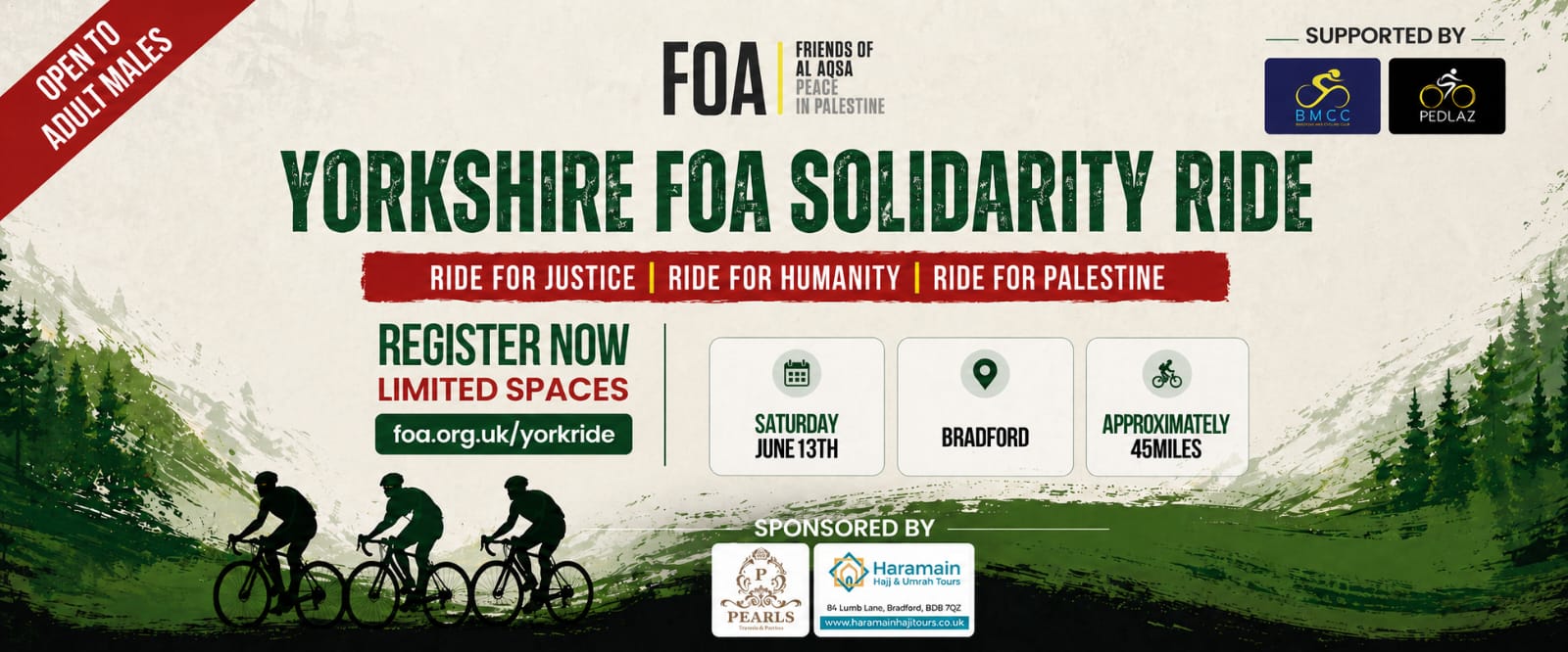 FOA Solidarity Bike Ride (Yorkshire) - 13 June 2026